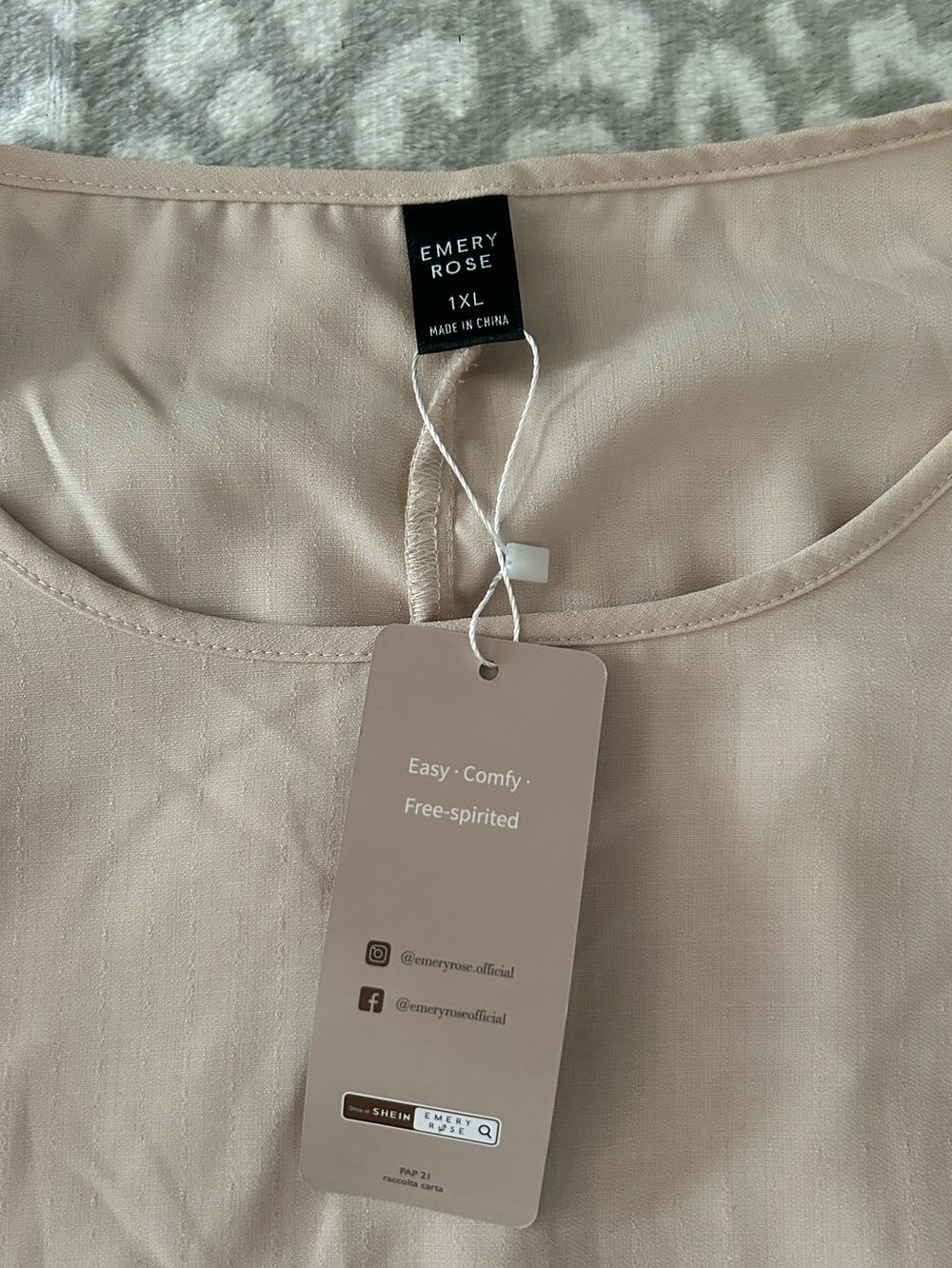 Women’s Crewneck Blouse in Light Beige — Relaxed Fit